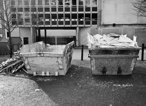 Waste collection trucks in Docklands