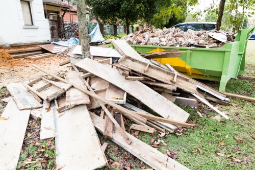 Builders removing construction debris