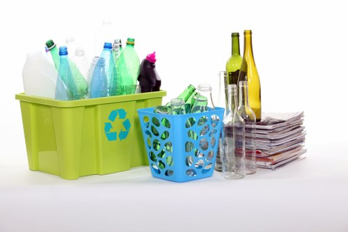 Office environment with organized waste disposal